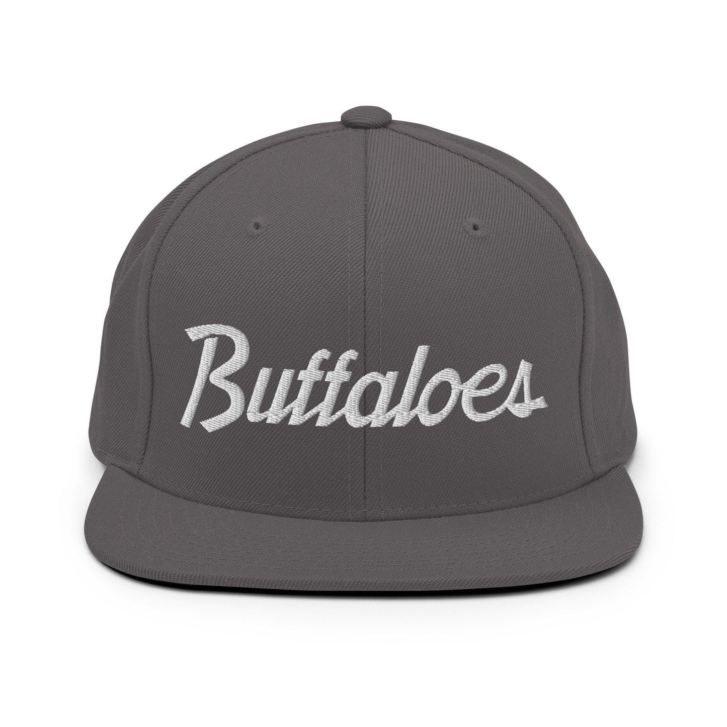 Buffaloes School Mascot Script Snapback Hat Dark Grey