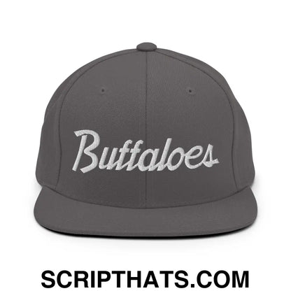 Buffaloes School Mascot Script Snapback Hat Dark Grey