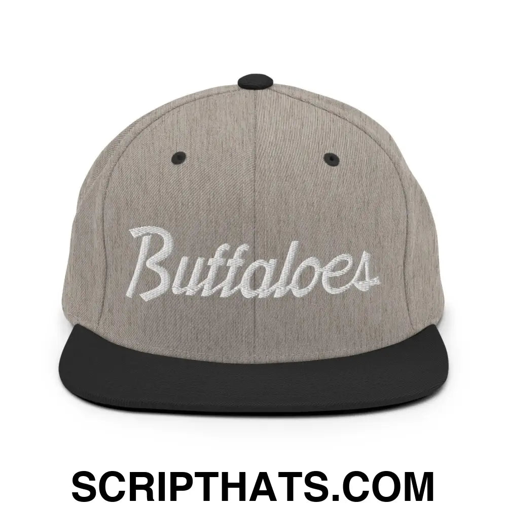 Buffaloes School Mascot Script Snapback Hat Heather Black