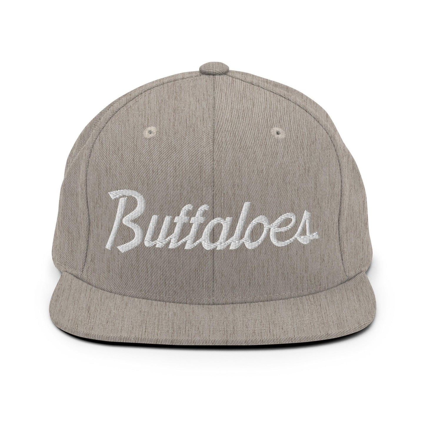 Buffaloes School Mascot Script Snapback Hat Heather Grey