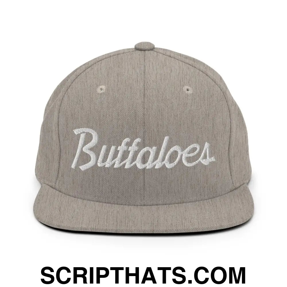 Buffaloes School Mascot Script Snapback Hat Heather Grey