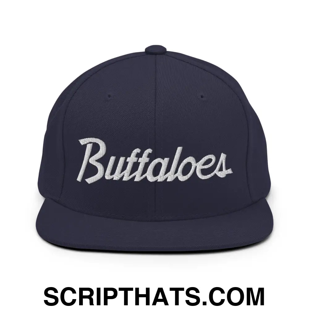 Buffaloes School Mascot Script Snapback Hat Navy