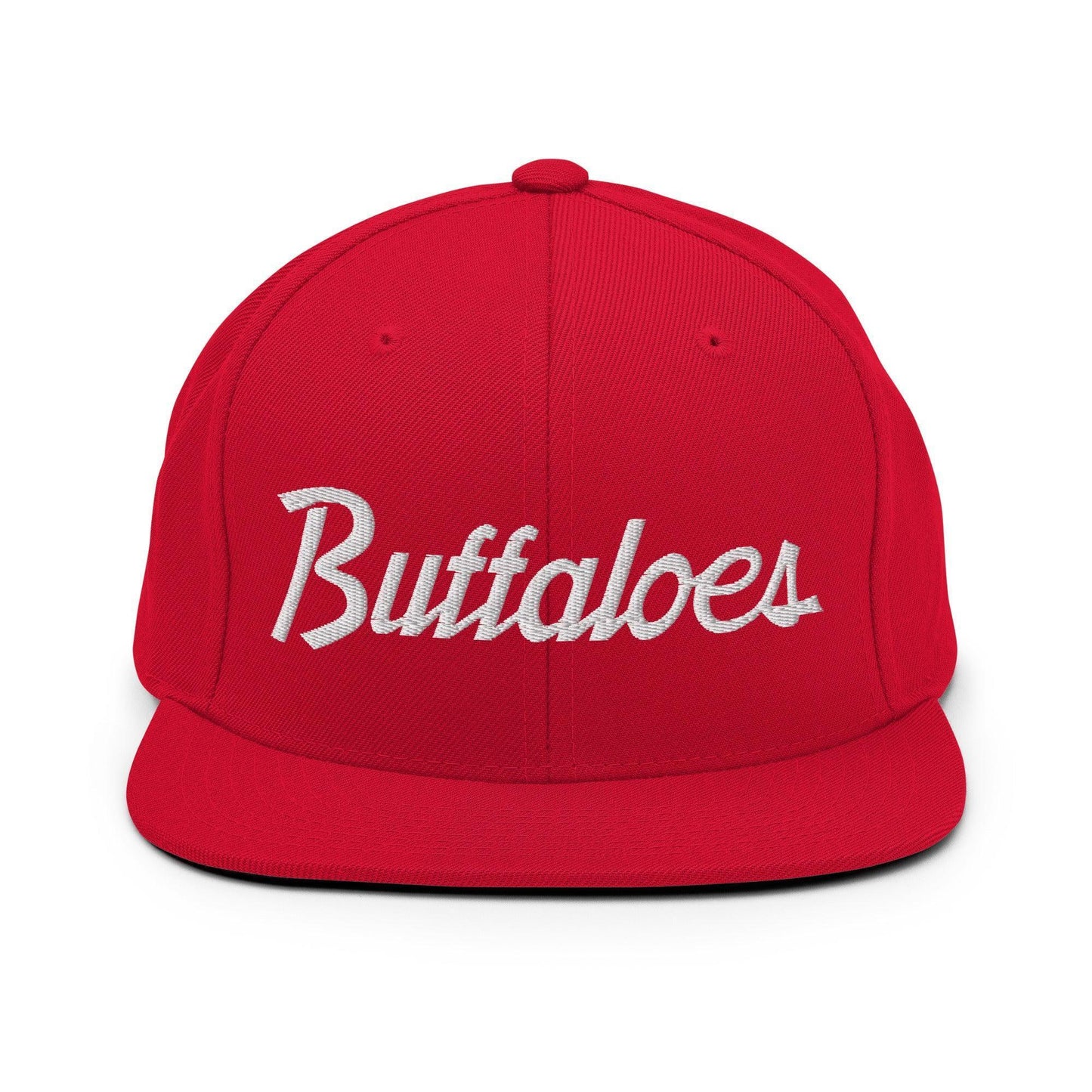 Buffaloes School Mascot Script Snapback Hat Red