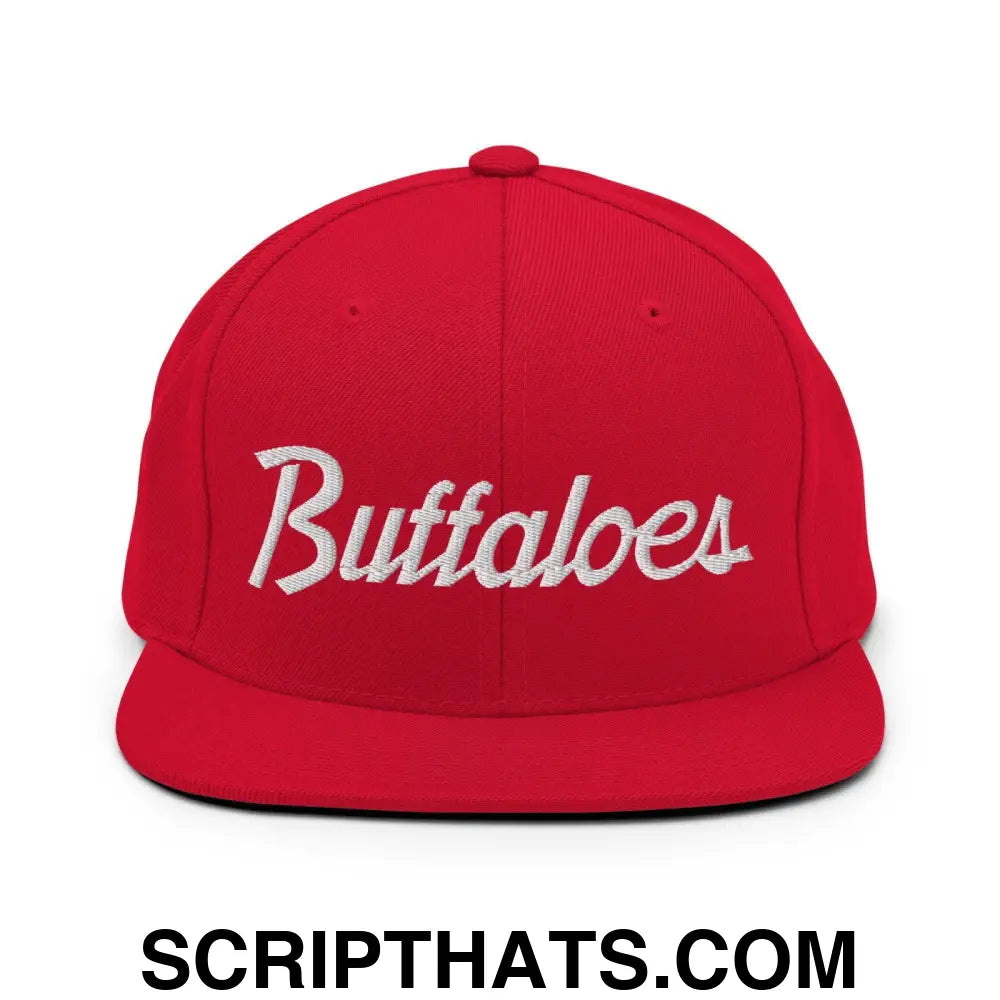 Buffaloes School Mascot Script Snapback Hat Red