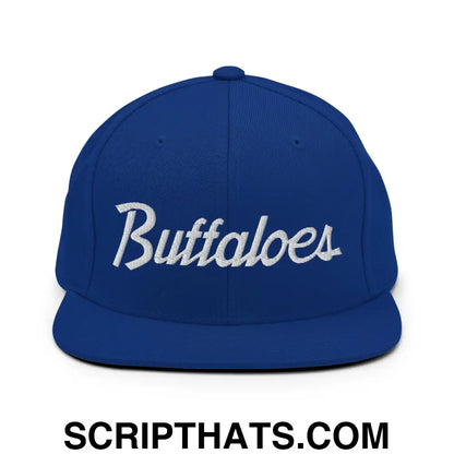 Buffaloes School Mascot Script Snapback Hat Royal Blue