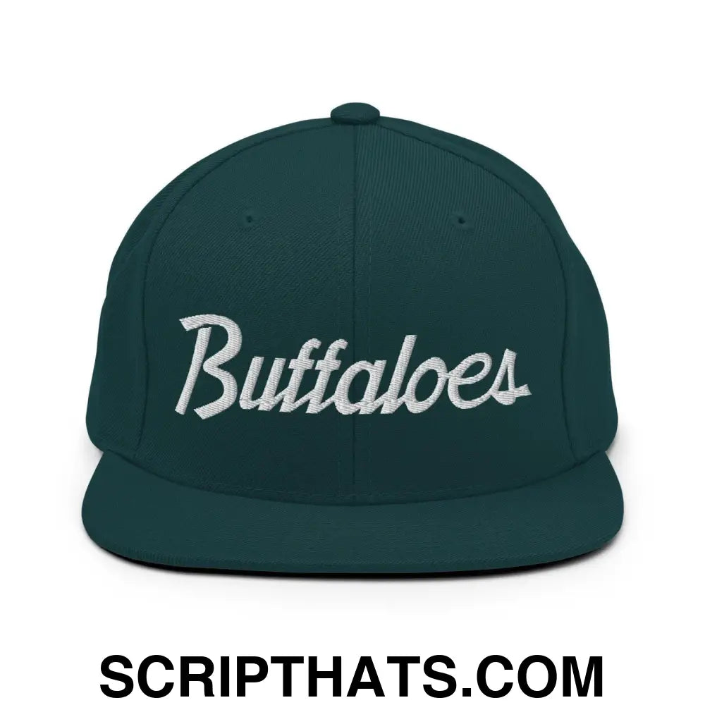 Buffaloes School Mascot Script Snapback Hat Spruce