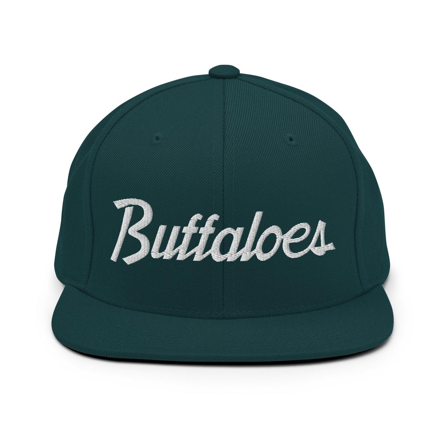 Buffaloes School Mascot Script Snapback Hat Spruce