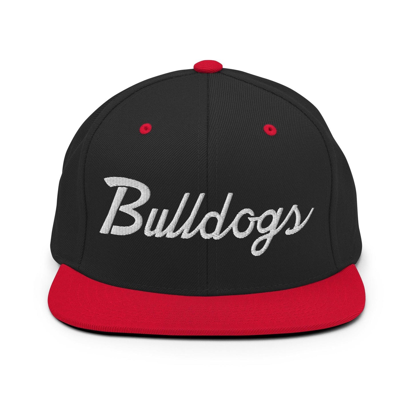 Bulldogs School Mascot Script Snapback Hat Black Red