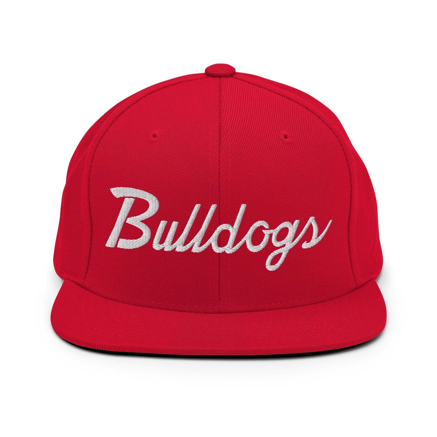 Bulldogs School Mascot Script Snapback Hat Red