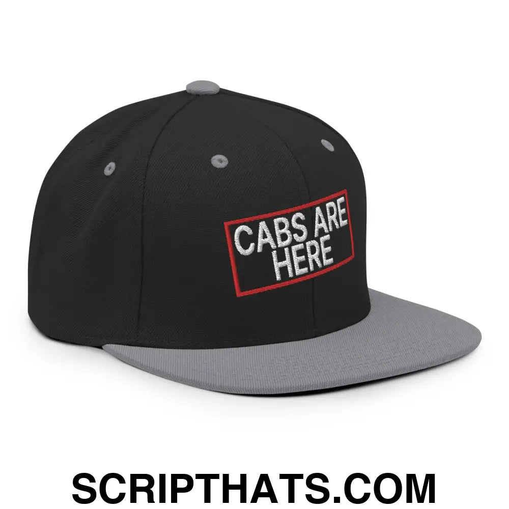 Cabs Are Here Bill Brim Snapback Hat Black Silver