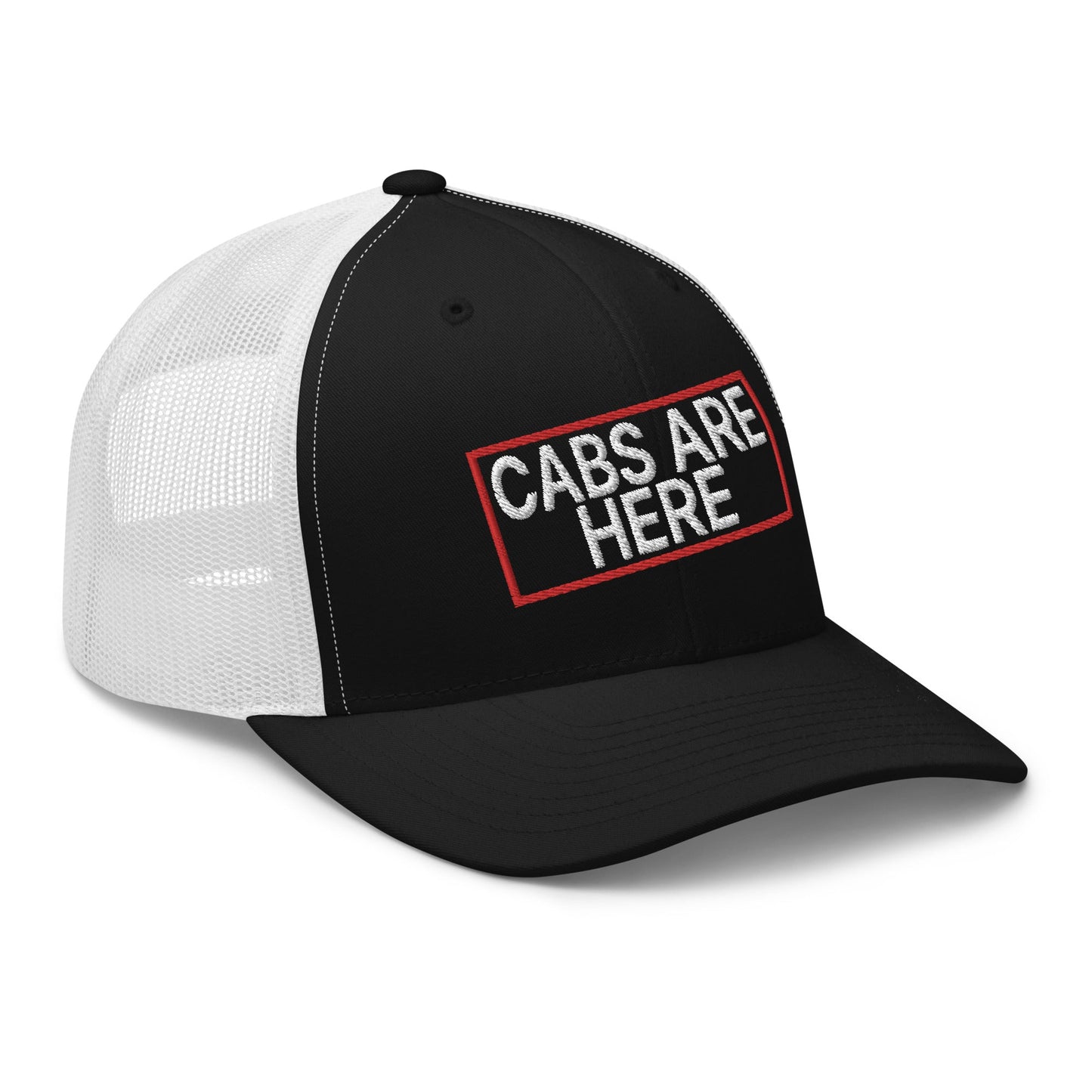 Cabs Are Here Retro Trucker Hat Black White