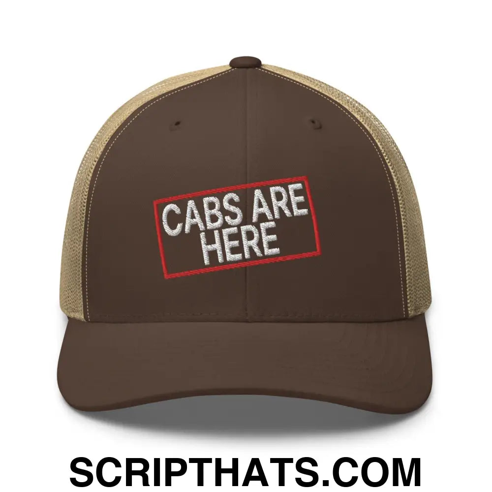 Cabs Are Here Retro Trucker Hat Brown Khaki