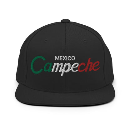 Campeche Mexico Vintage Sports Script Snapback Hat Black