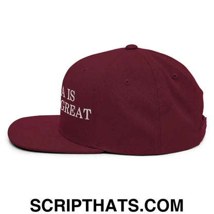 Canada is Already Great Embroidered Flat Bill Brim Snapback Hat Maroon