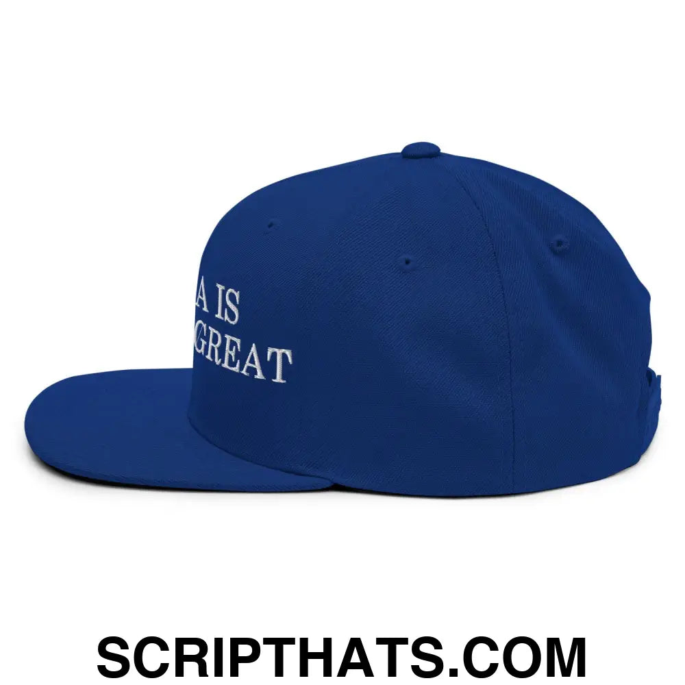 Canada is Already Great Embroidered Flat Bill Brim Snapback Hat Royal Blue