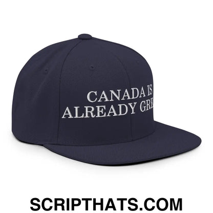 Canada is Already Great Embroidered Flat Bill Brim Snapback Hat Navy