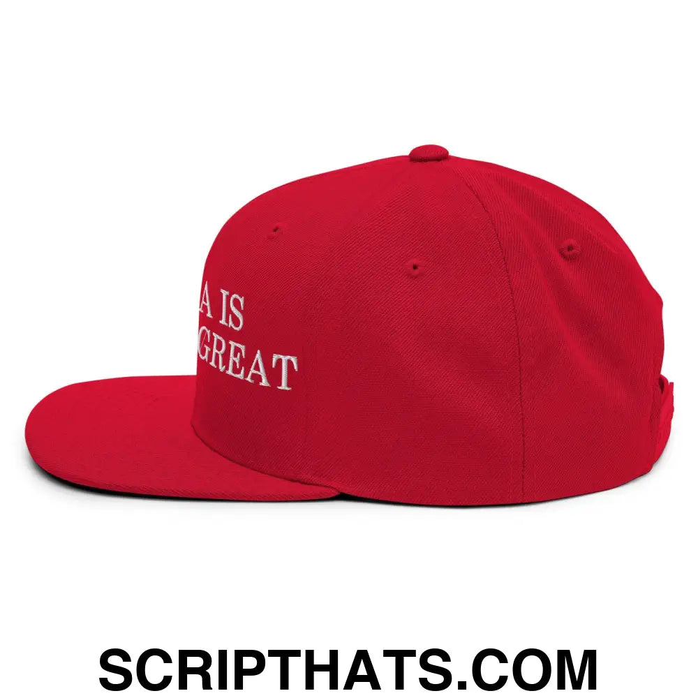 Canada is Already Great Embroidered Flat Bill Brim Snapback Hat Red