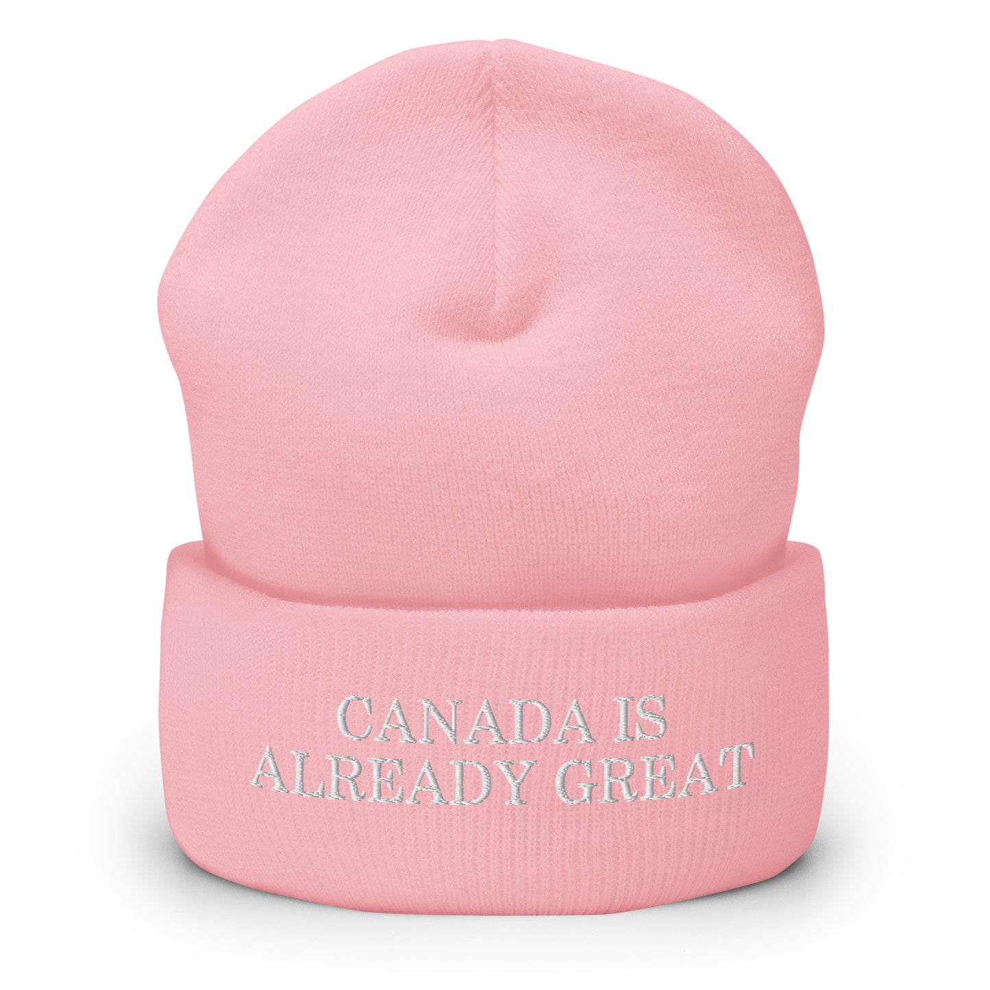 Canada is Already Great Embroidered Knit Cuffed Beanie Baby Pink