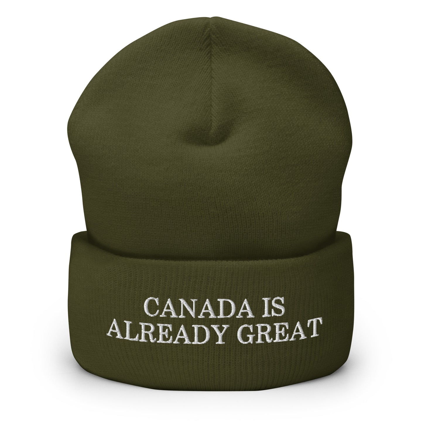 Canada is Already Great Embroidered Knit Cuffed Beanie Olive