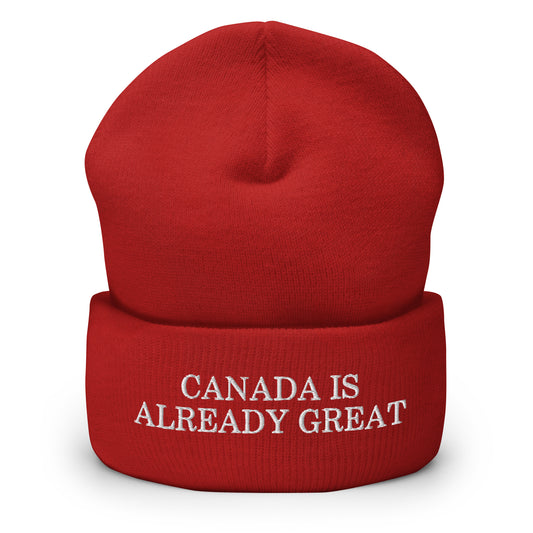 Canada is Already Great Embroidered Knit Cuffed Beanie Red