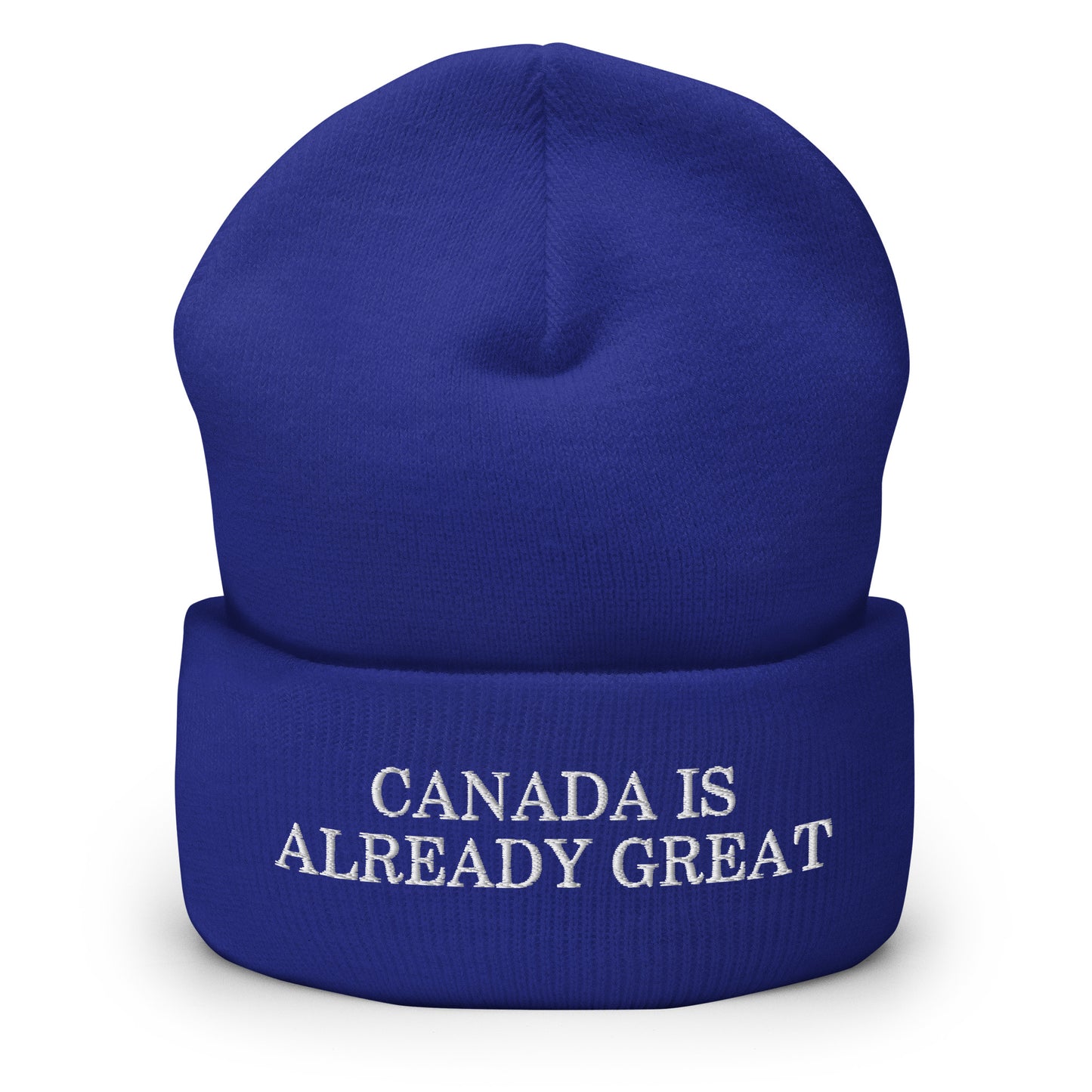 Canada is Already Great Embroidered Knit Cuffed Beanie Royal