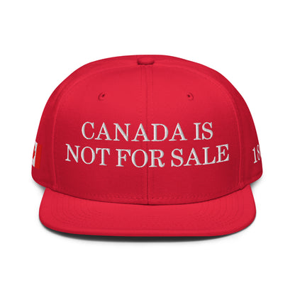 Canada is not for Sale 1867 Flag Embroidered Flat Brim Bill Snapback Hat Red