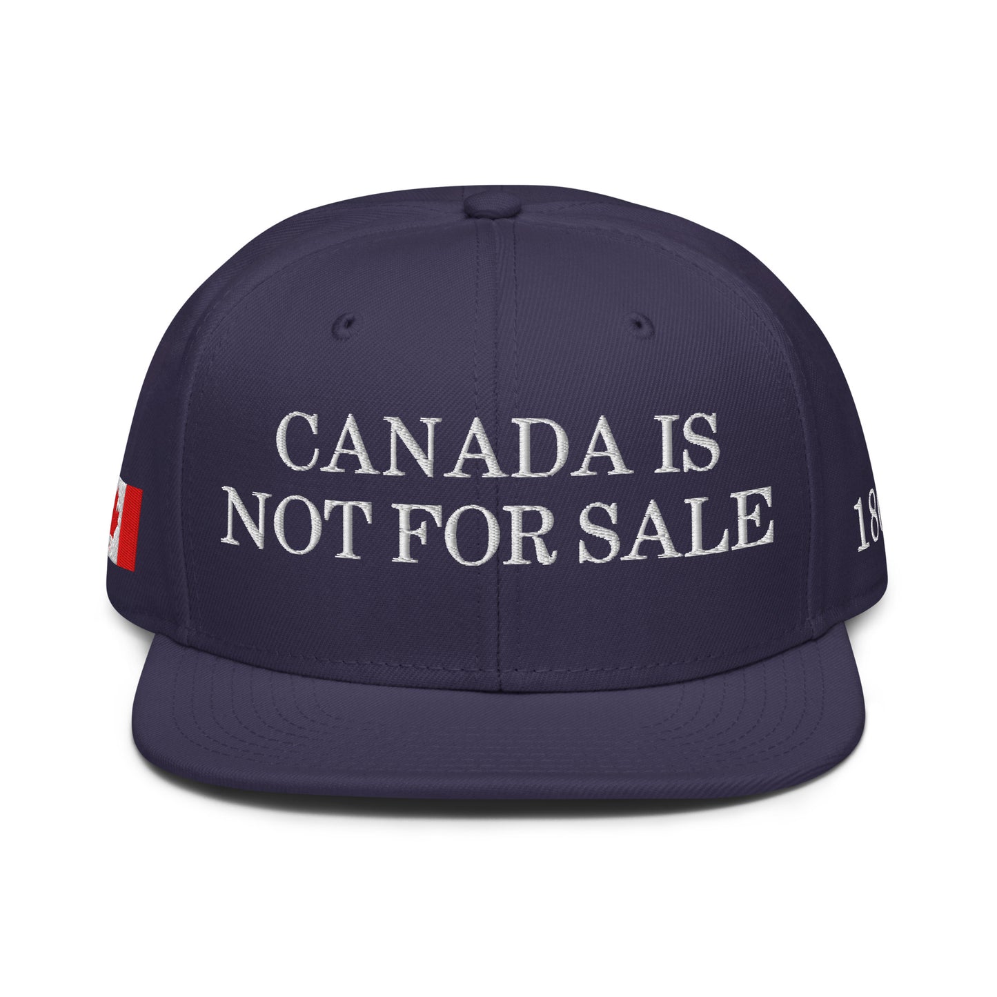 Canada is not for Sale 1867 Flag Embroidered Flat Brim Bill Snapback Hat Navy blue