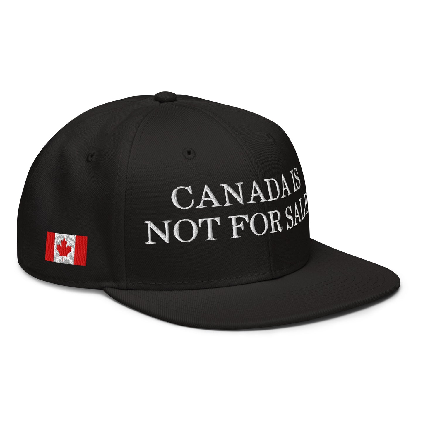 Canada is not for Sale 1867 Flag Embroidered Flat Brim Bill Snapback Hat Black