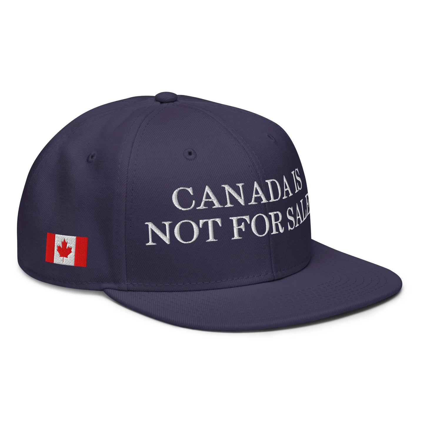 Canada is not for Sale 1867 Flag Embroidered Flat Brim Bill Snapback Hat Navy blue