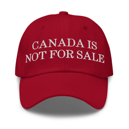 Canada is not for Sale Embroidered Dad Hat Cranberry