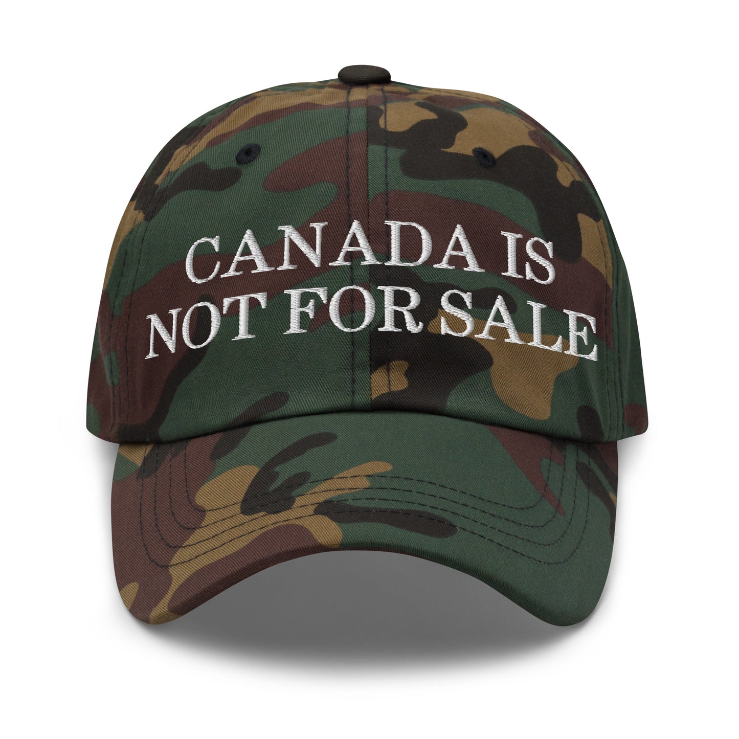 Canada is not for Sale Embroidered Dad Hat Green Camo