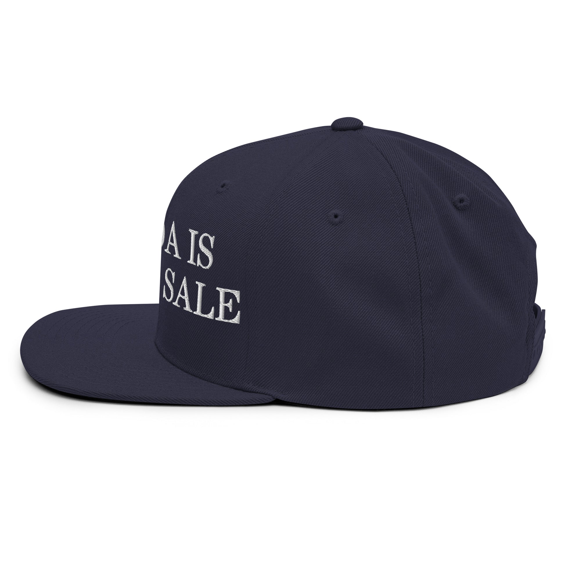 Canada is not for Sale Embroidered Flat Bill Brim Snapback Hat Navy