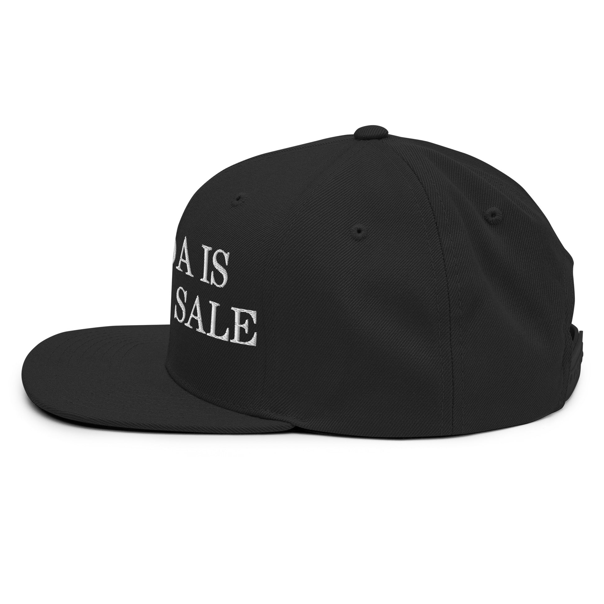 Canada is not for Sale Embroidered Flat Bill Brim Snapback Hat Black