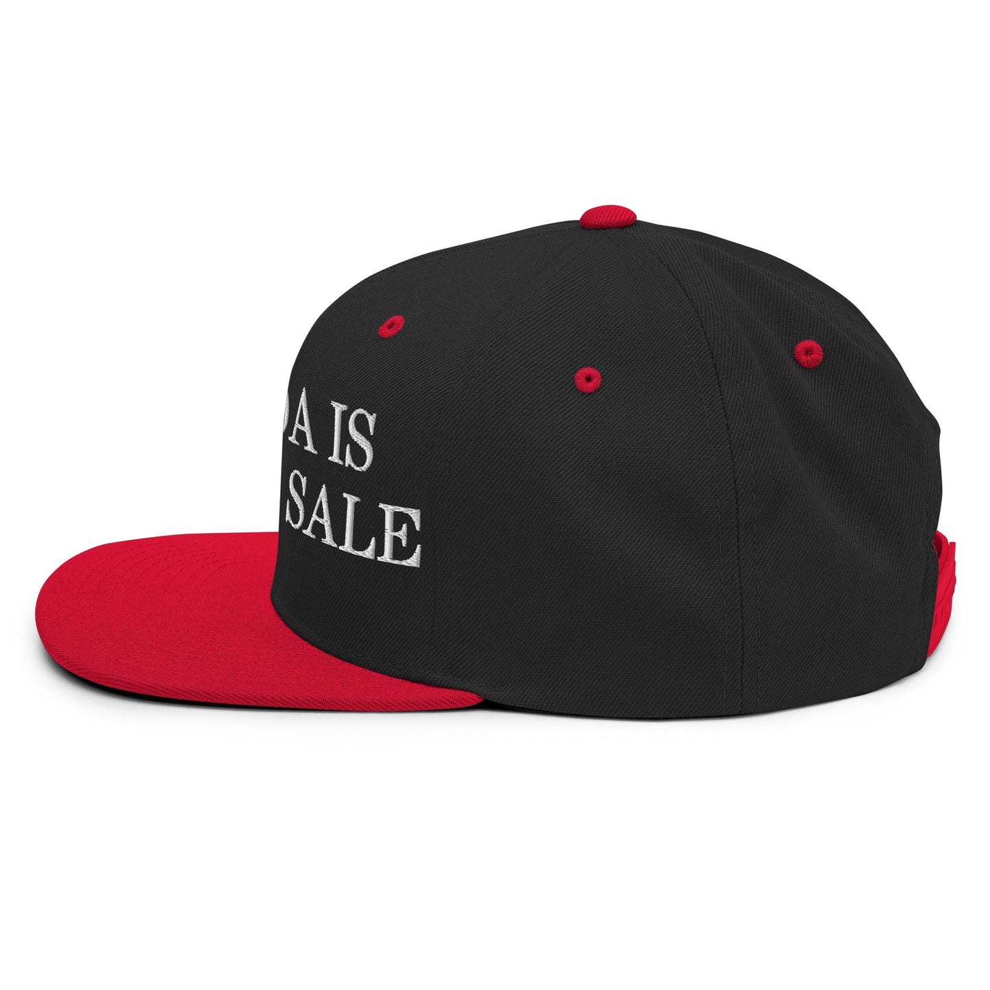 Canada is not for Sale Embroidered Flat Bill Brim Snapback Hat Black Red