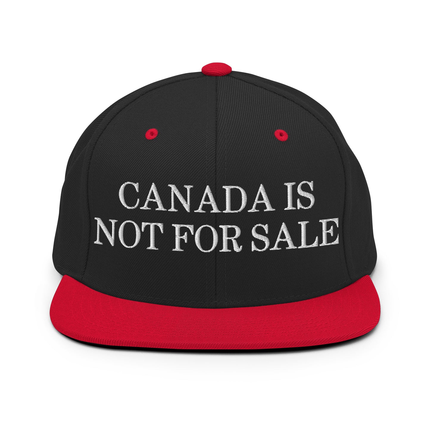 Canada is not for Sale Embroidered Flat Bill Brim Snapback Hat Black Red