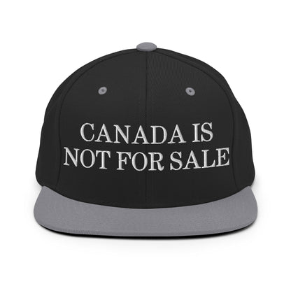 Canada is not for Sale Embroidered Flat Bill Brim Snapback Hat Black Silver