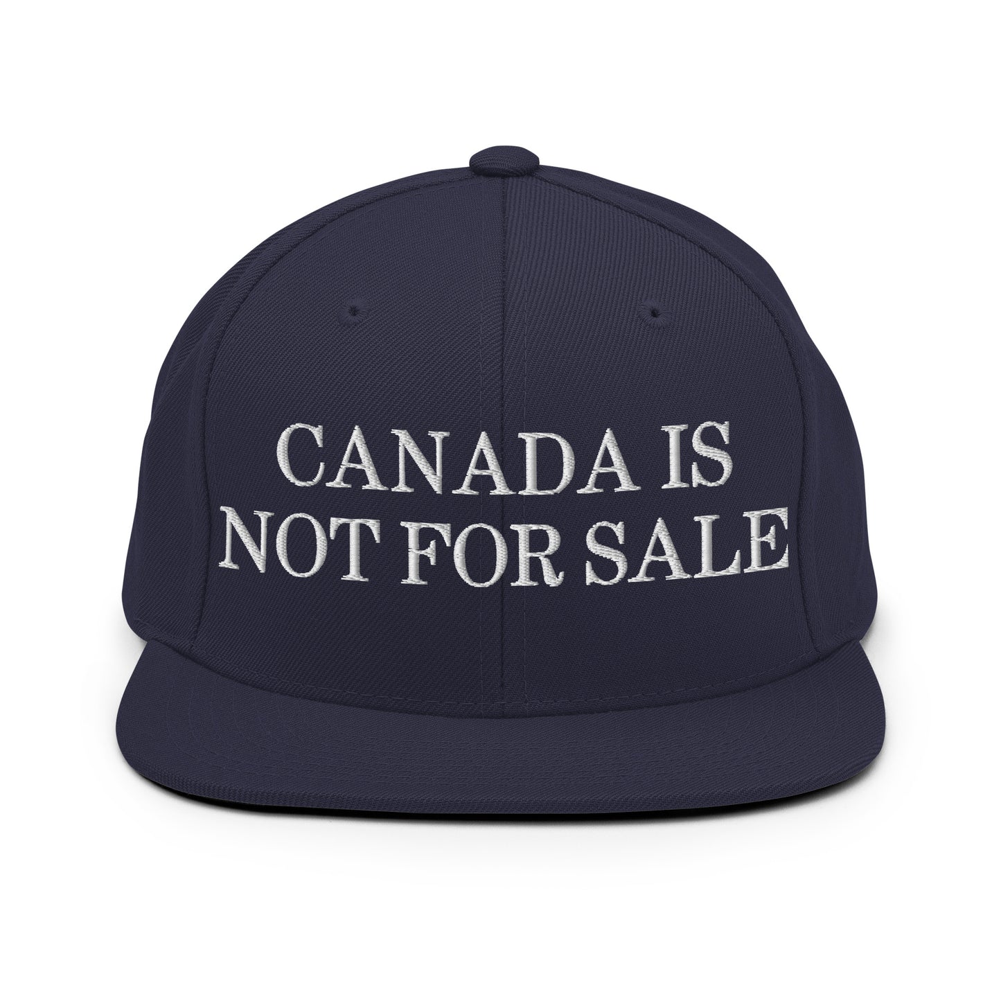 Canada is not for Sale Embroidered Flat Bill Brim Snapback Hat Navy