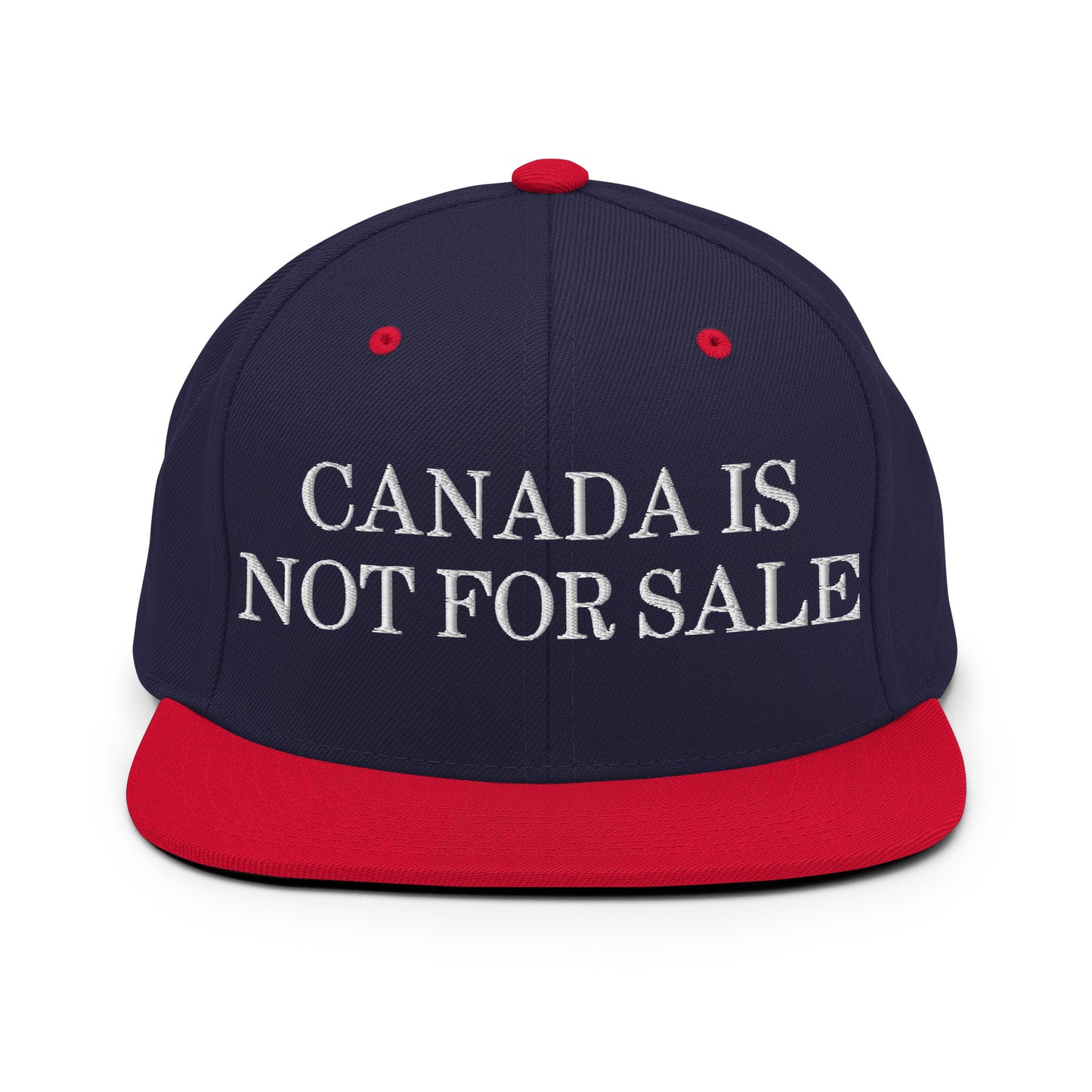 Canada is not for Sale Embroidered Flat Bill Brim Snapback Hat Navy Red