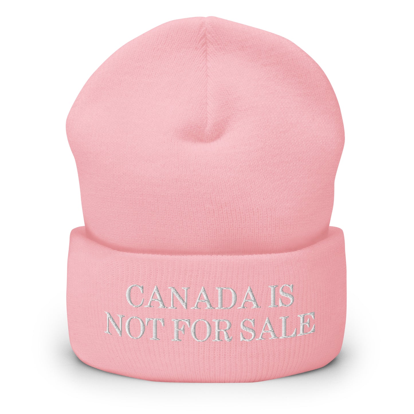 Canada is not for Sale Embroidered Knit Cuffed Beanie Baby Pink