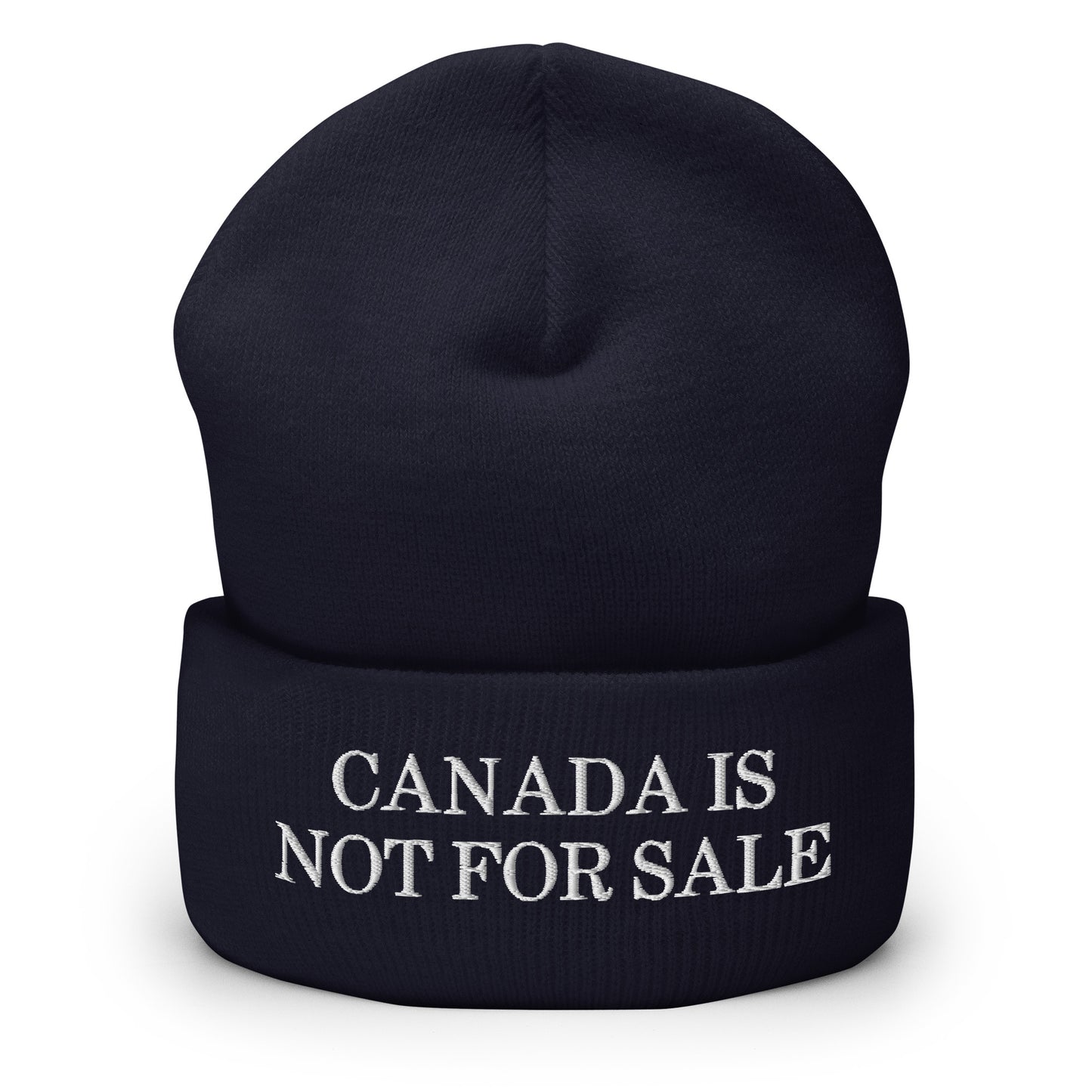 Canada is not for Sale Embroidered Knit Cuffed Beanie Navy