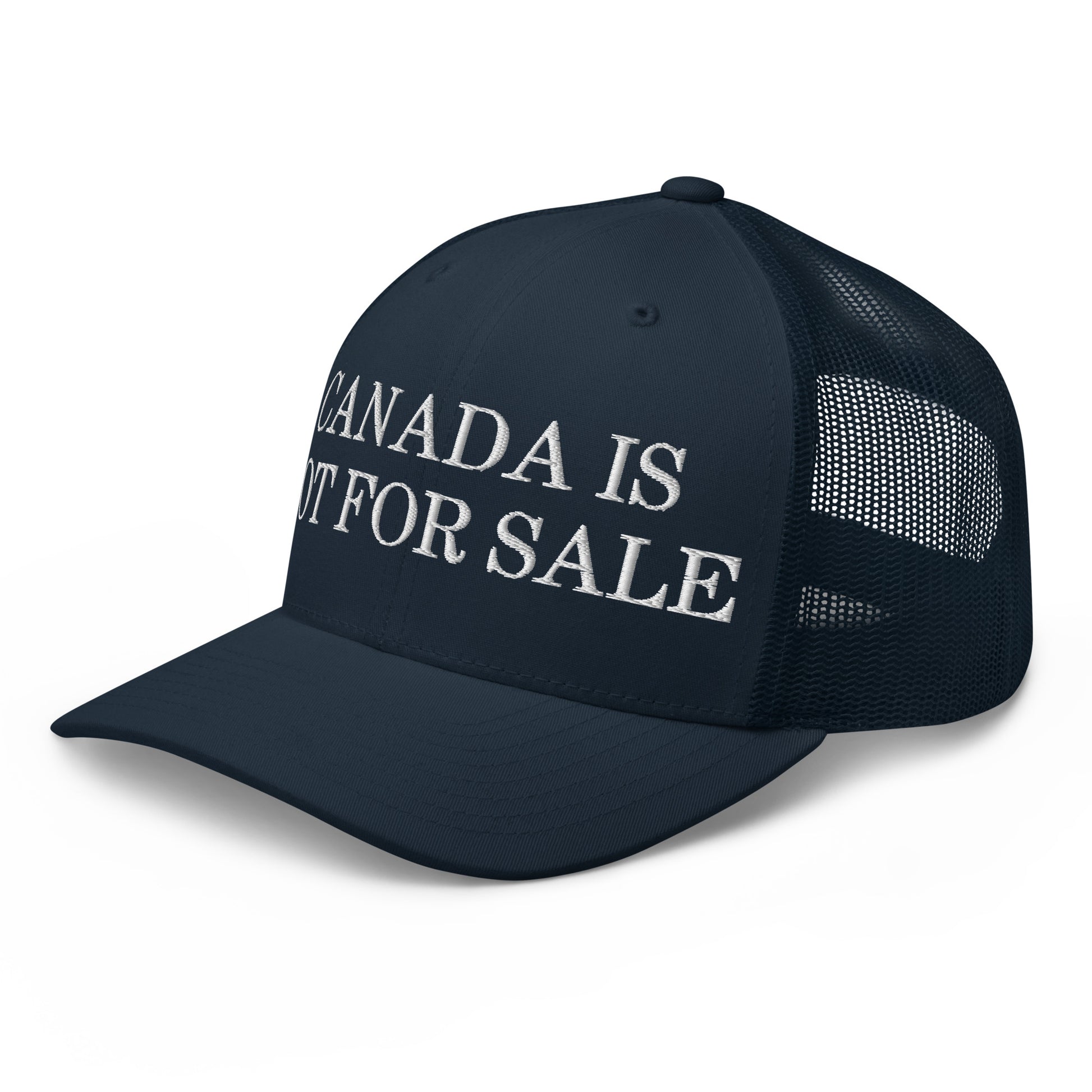 Canada is not for Sale Embroidered Mesh Trucker Hat Navy