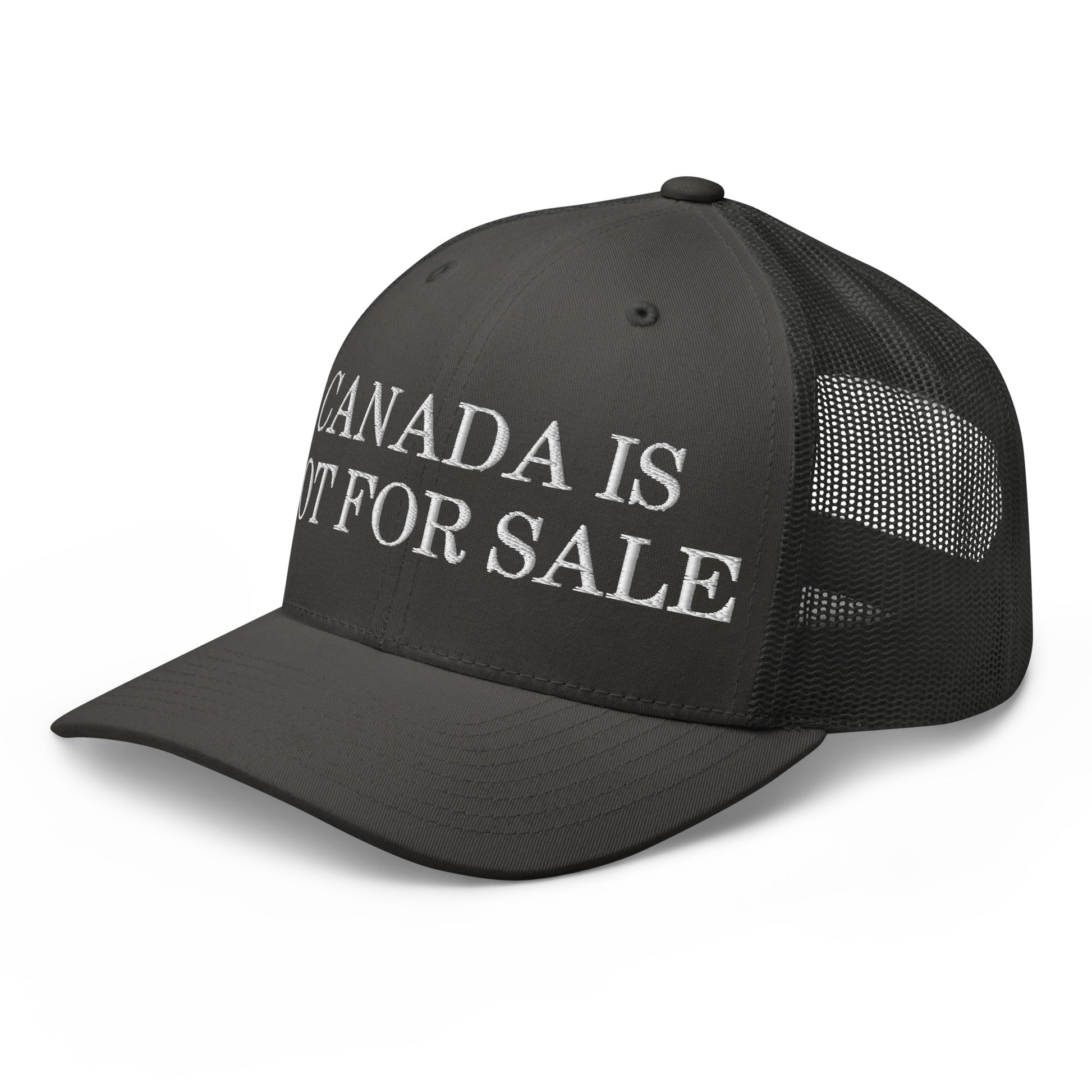 Canada is not for Sale Embroidered Mesh Trucker Hat Charcoal