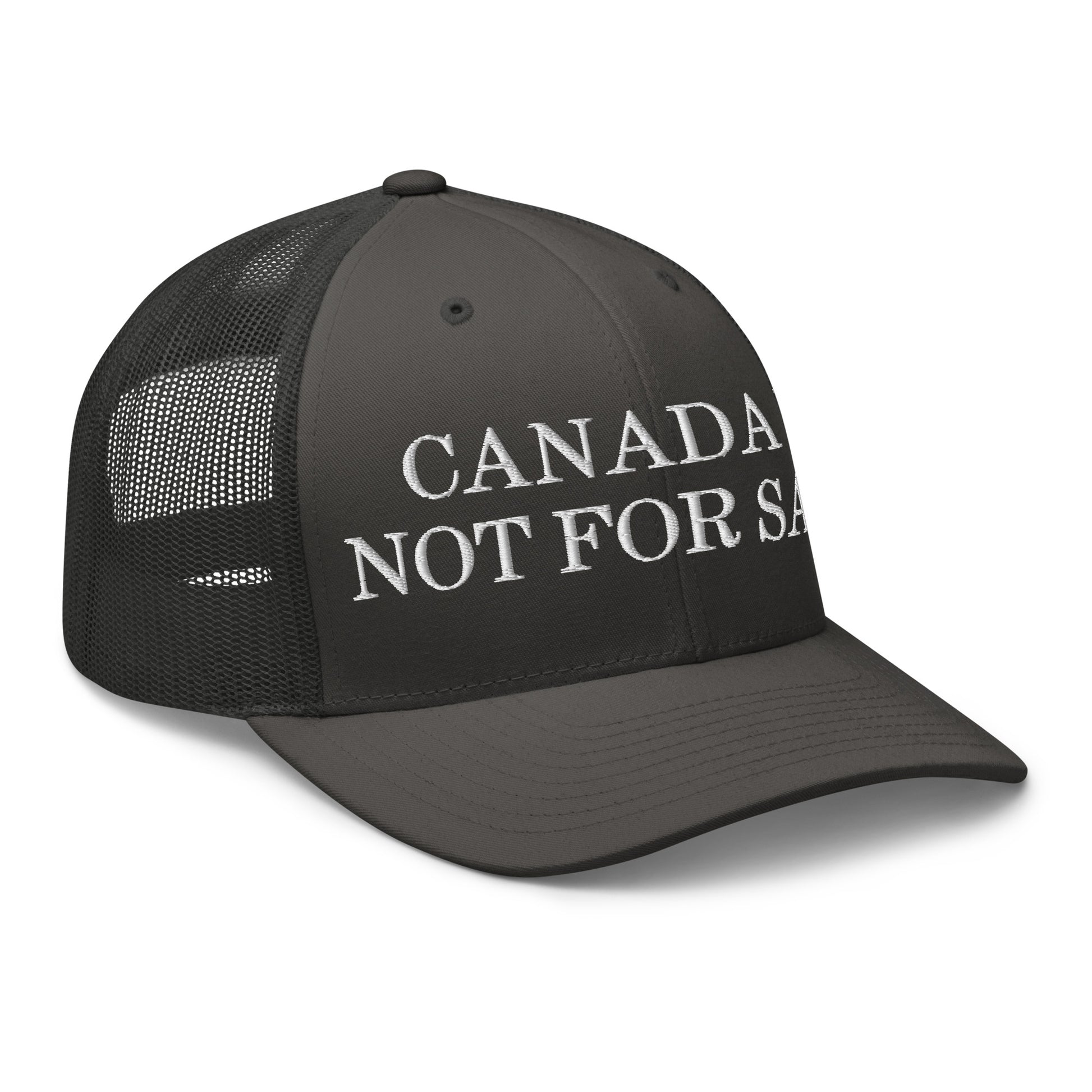 Canada is not for Sale Embroidered Mesh Trucker Hat Charcoal