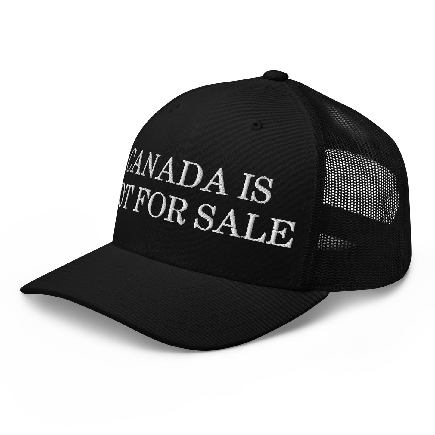 Canada is not for Sale Embroidered Mesh Trucker Hat Black