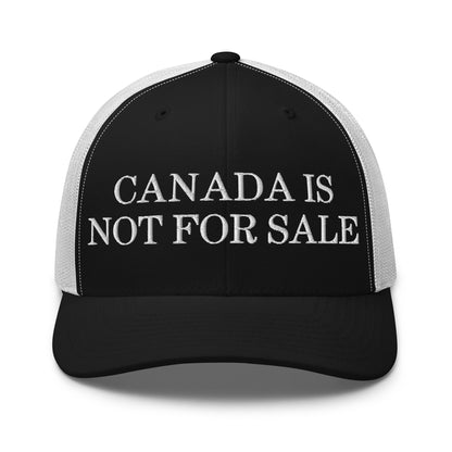 Canada is not for Sale Embroidered Mesh Trucker Hat Black White