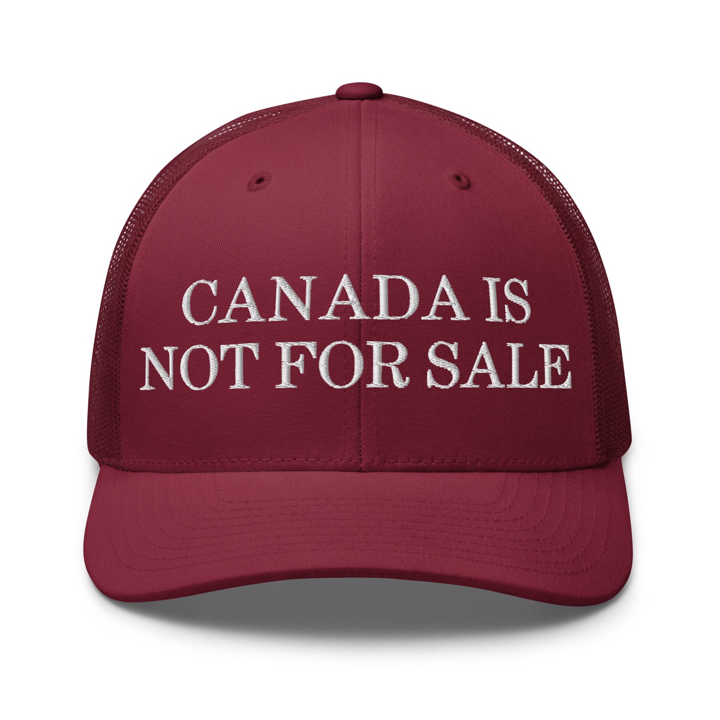 Canada is not for Sale Embroidered Mesh Trucker Hat Cranberry