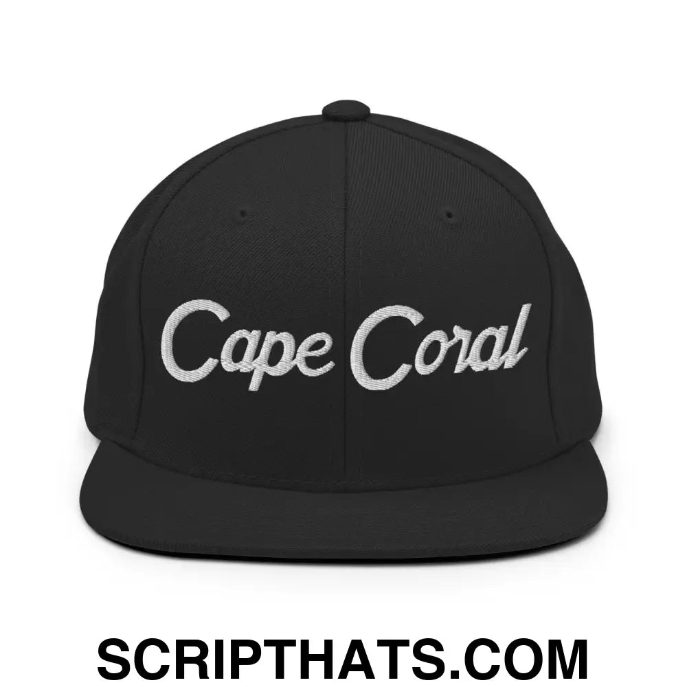 Cape Coral Script Snapback Hat Black