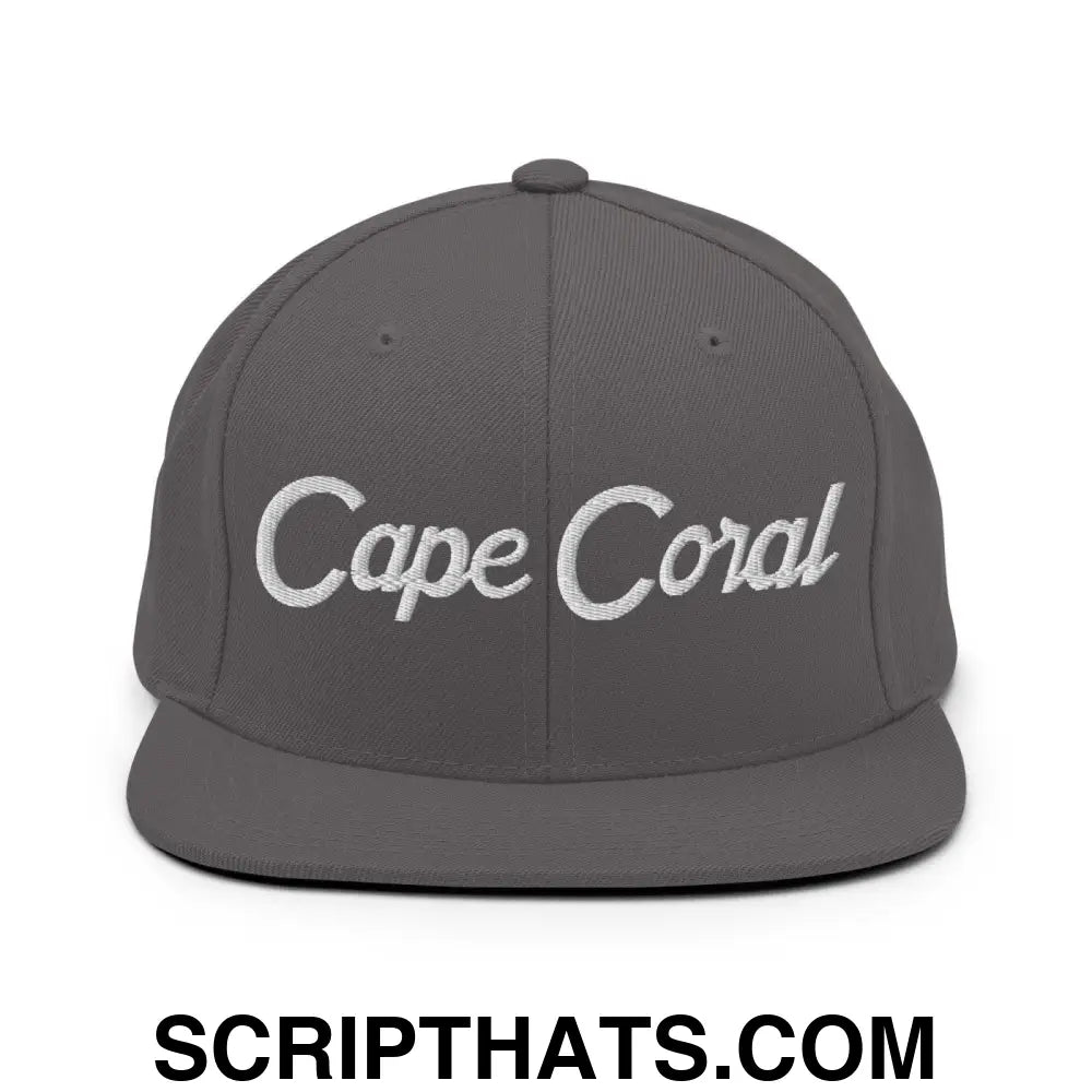 Cape Coral Script Snapback Hat Dark Grey