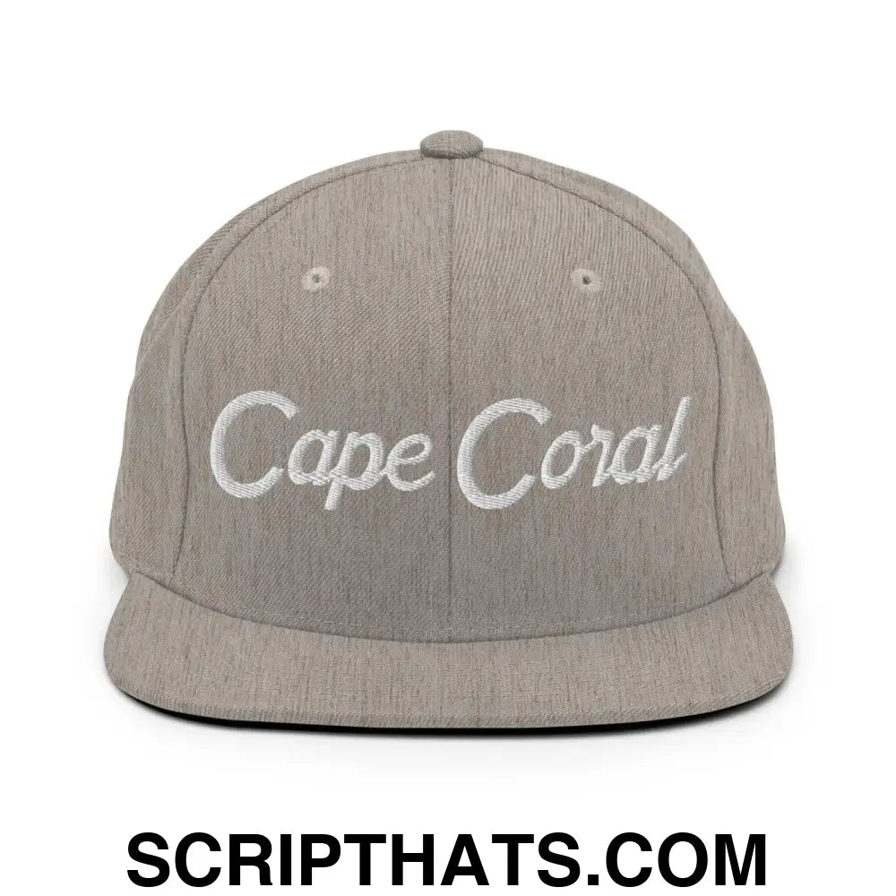 Cape Coral Script Snapback Hat Heather Grey