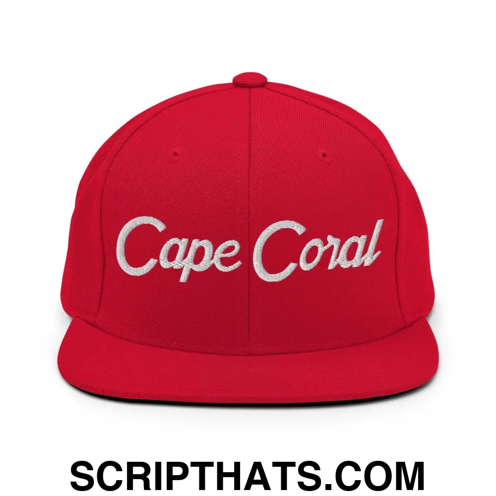 Cape Coral Script Snapback Hat Red